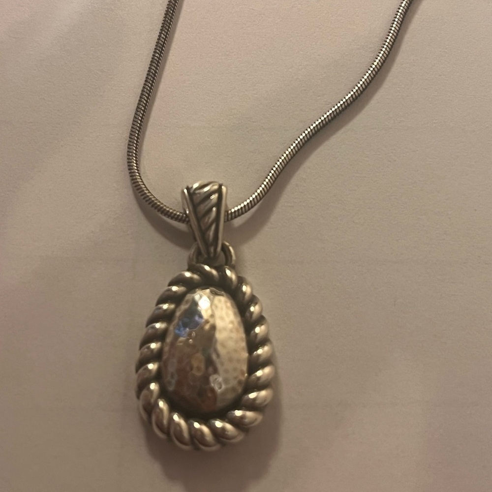 Brighton Taylor hammered silver teardrop necklace